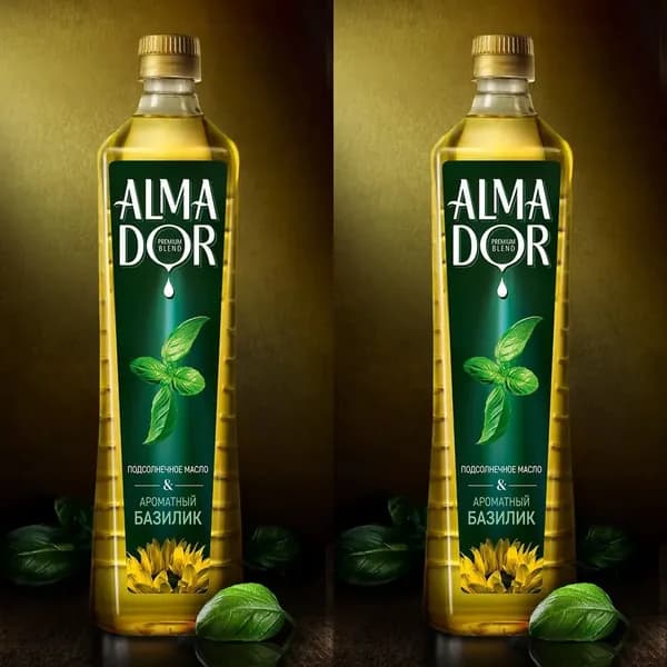 2 шт Масло "ALMADOR" подсолнечное с ароматом БАЗИЛИКА 0,75л