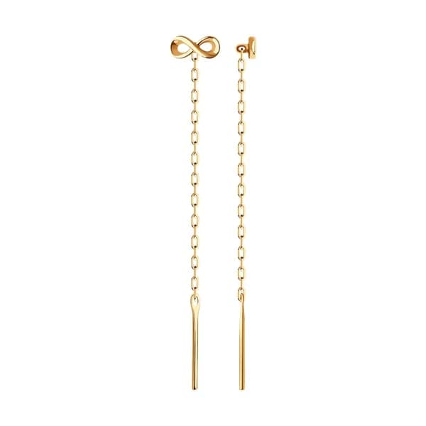 Diamant, Серьги из золота, 31-123-00749-1, продевки, украшение из красного золота 375 пробы, протяжки