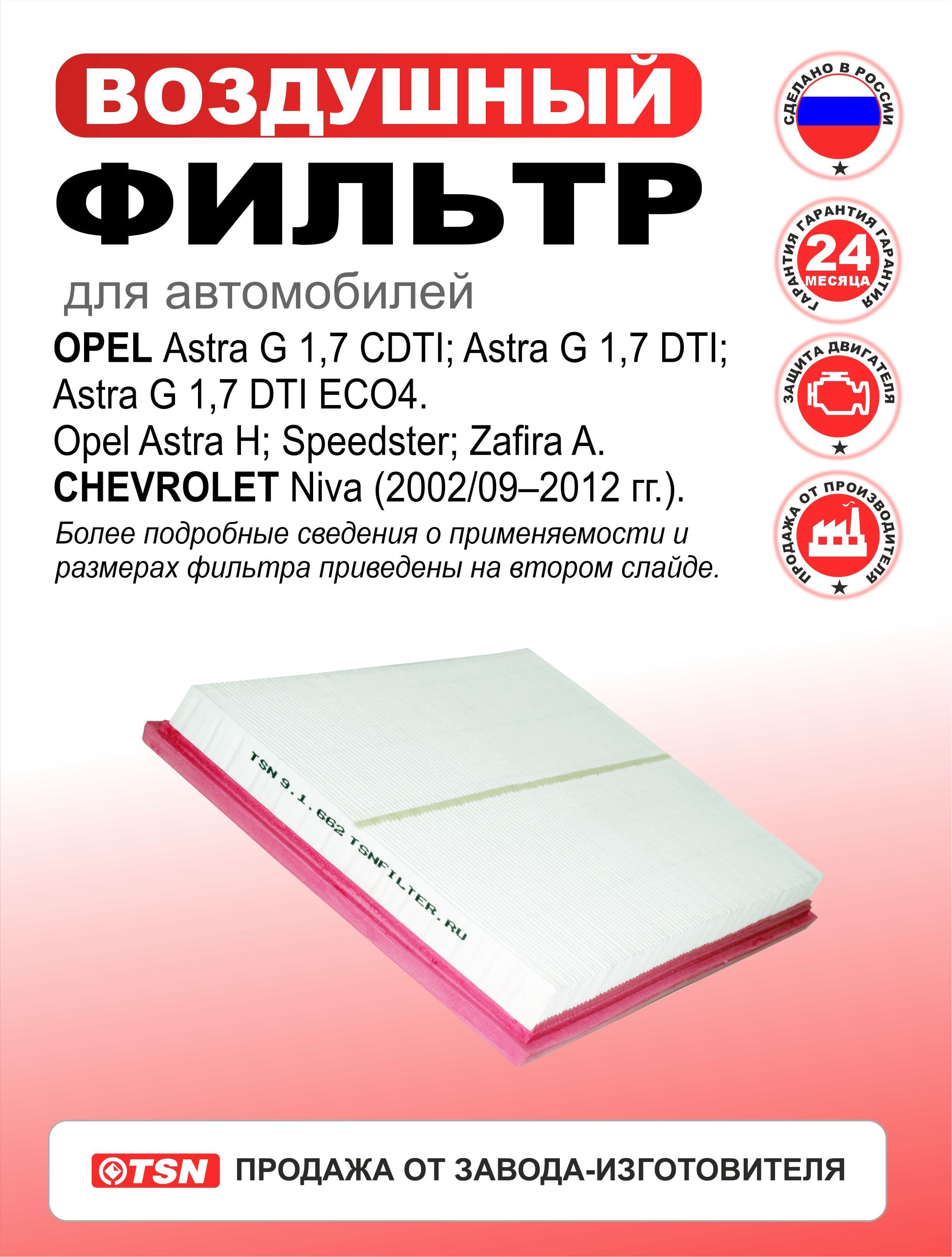 Фильтр воздушный для автомобилей Opel Astra G 1,7 CDTI; Astra G 1,7 DTI; Astra G 1,7 DTI ECO4. Opel Astra H; Speedster; Zafira A. Chevrolet Niva (2002/092012 гг.). 9201138; 5834282