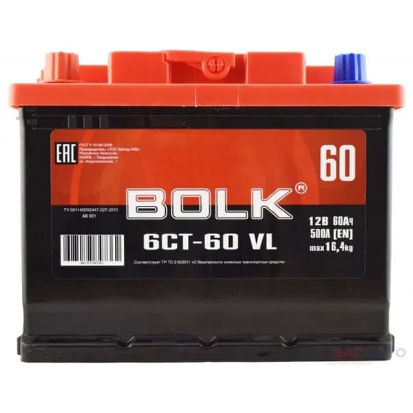BOLK Аккумулятор автомобильный, 60 А•ч