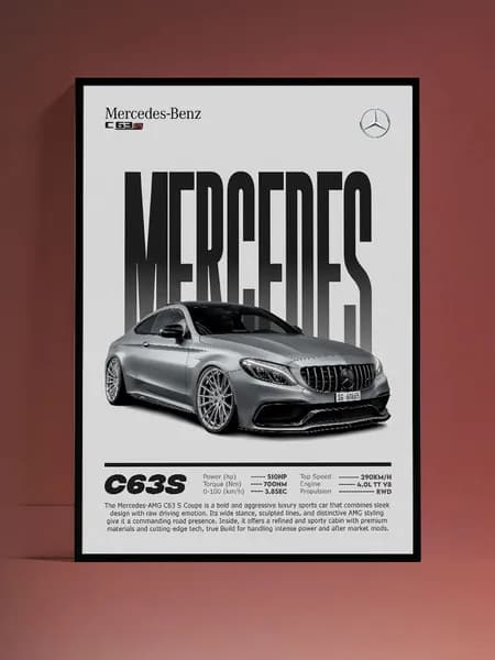 Постер на стену Mercedes-Benz C63S без рамы (29,7х42см)