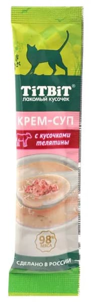TiTBiT Крем-суп для кошек Телятина, 10 г.