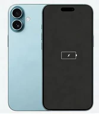 Реалистичная модель смартфона iPhone 16 тёмно-бирюзовый цвет (черный экран + вибрация при включении + отображение разряженной батареи)