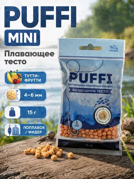 Плавающая насадка PUFFI MINI (4-6 мм), Тутти-фрутти - воздушное тесто для рыбалки, карась, карп, фидер, поплавок, донка