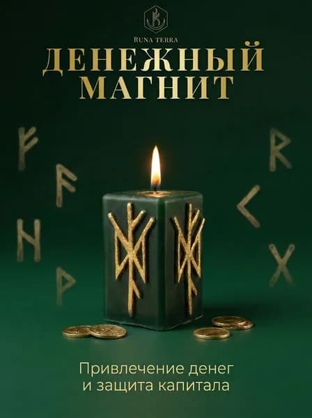 Свечи магические программные руническая на деньги восковая ритуальная Денежный магнит