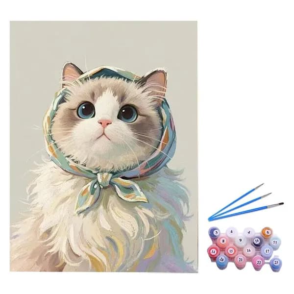 Раскрашивающая картина маслом, декоративная роспись кошки