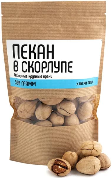 Пекан орех в скорлупе 300 грамм Хангри Пипл. Отборные крупные орехи, обжаренные в какао масле