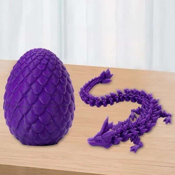 Декор Дракон с яйцом , 3D-модель, фиолетовый, 22 см