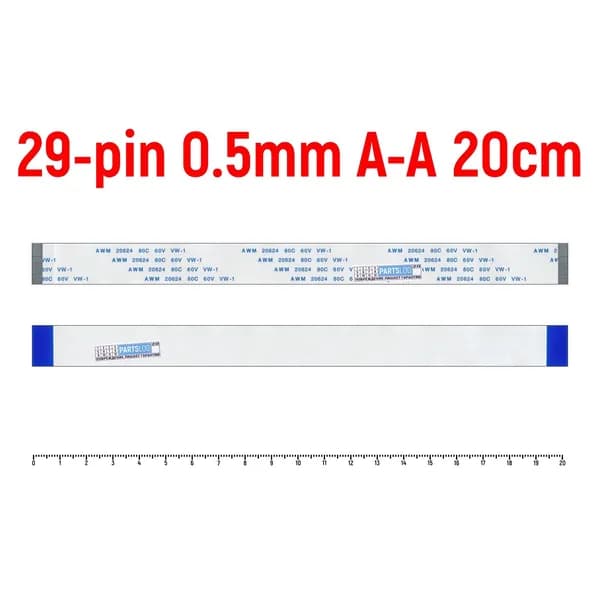 Шлейф FFC 29-pin Шаг 0.5mm Длина 20cm Прямой A-A AWM 20624 80C 60V VW-1