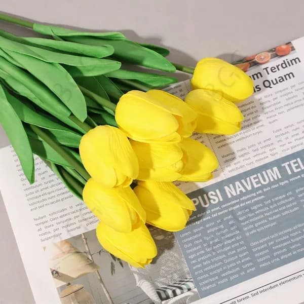Стабилизированные цветы Тюльпан 34 см 3 шт желтый