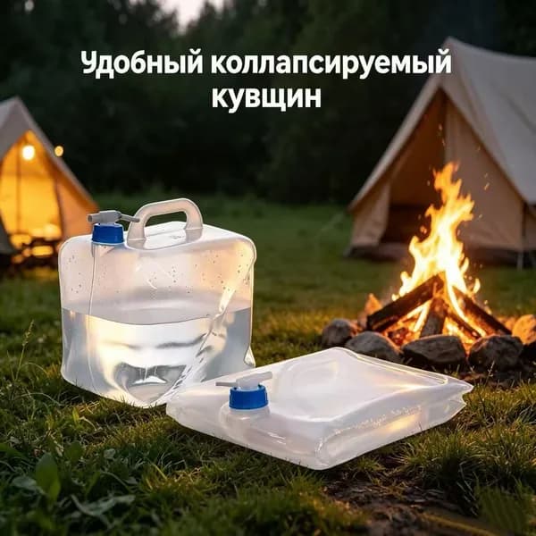 Складной водный контейнер 5 10 15 20 литров, белый, пищевой пластик с ручкой, многофункциональный для дома и походов