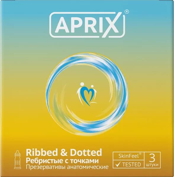 Презервативы Aprix / Априкс Anatomic Ribbed & Dotted анатомические ребристые с точками из латекса со смазкой 3шт.