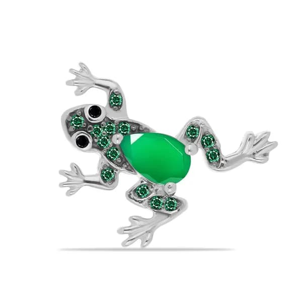 Balex Jewellery Брошь из серебра 925 пробы с зелёным агатом, шпинелью и фианитами