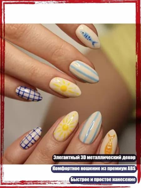 30 шт. привлекательные голубые и желтые рыбки для дизайна ногтей, стойкие и надежные