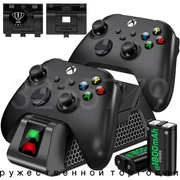 GM Зарядная станция Xbox Series S/X - Xbox One Dobe Charging Dock+2 шт АКБ 1800 mAh.