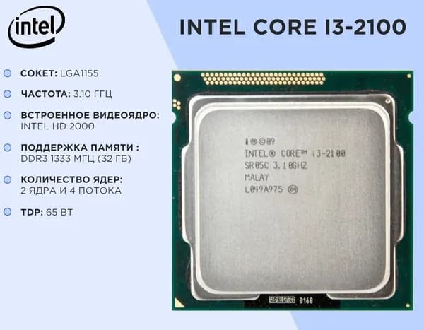 Intel Процессор i3-2100 OEM (без кулера)