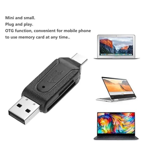 USB 2.0 OTG-ридер для карт памяти Type-C для microSD и SD, чёрный