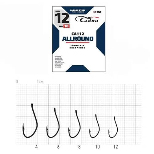 Крючки рыболовные Cobra Allround AJI CA112, размер 6, 10шт в упаковке / Крючки для рыбалки Кобра Оллраунд аджи