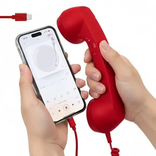 Ретро-трубка Type-C для смартфонов, с микрофоном и динамиком, чёрная