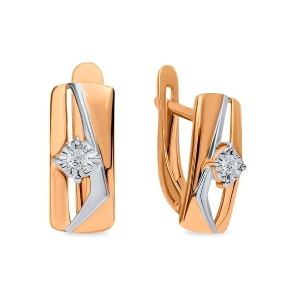 Серьги женские с бриллиантами из красного золота 585 пробы 585GOLD