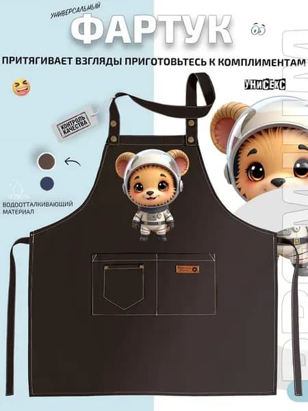 Фартук с космическим медвежонком в скафандре