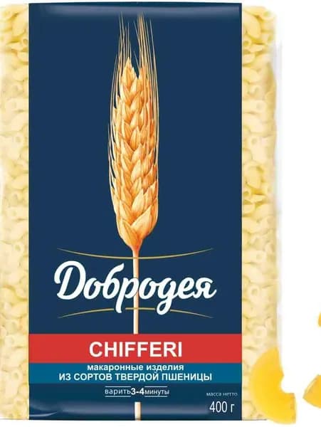 Добродея Chifferi 900 грамм рожок Киффери макаронные изделия