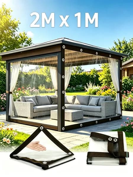 Надежный тент для беседки 2*1 м, с металлическими креплениями. Водонепроницаемый, от солнца и ветра. Идеально для дачи.