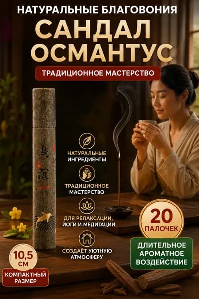 Благовония,Темный вкус, натуральные благовония, 20 палочек
