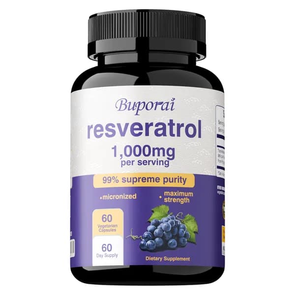 Капсулы Buporai Resveratrol - содержат высокоочищенный ресвератрол - для оздоровления и омоложения, поддержки сердечно-сосудистой и цереброваскулярной системы