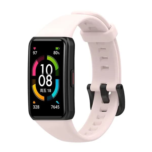 Замена ремешка для Huawei Band 6 и Honor Band 6 из ТПУ среднего размера светло-розовый