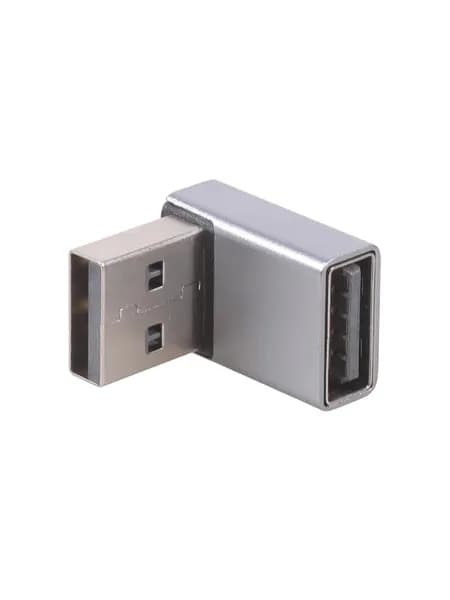 Угловой переходник USB 3.0 (мужской-женский) 90 градусов - серый, нисходящий