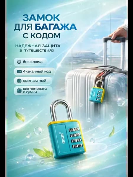 Замок для чемодана с кодом дорожный