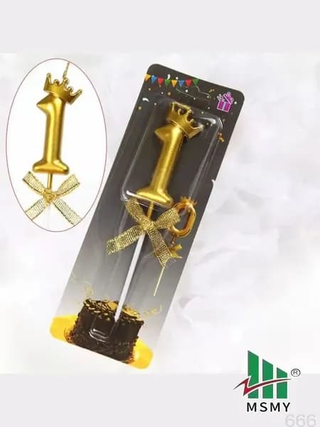 Свечи для торта цифра 1 "1", 6 см х 3 см, 1 шт