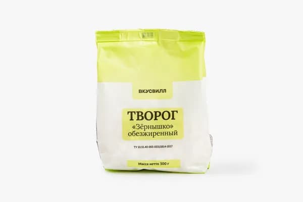 Творог "Зернышко" обезжиренный, 300 г