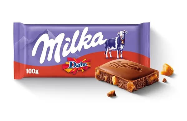 Шоколадная плитка Milka & Daim / Милка Дайм с кусочками миндальной карамели 100 гр (Германия) (Срок до 01.09.26г.)