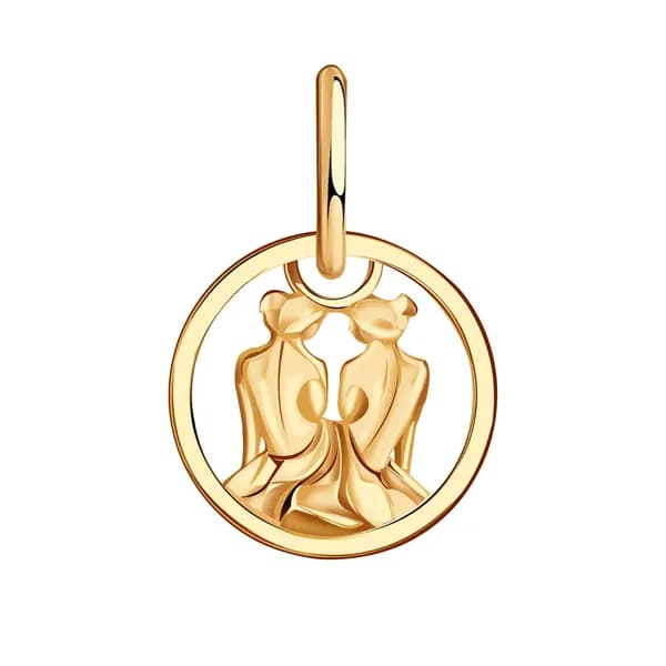 Золотая подвеска Знак зодиака Близнецы DIAMANT-ONLINE 585 пробы
