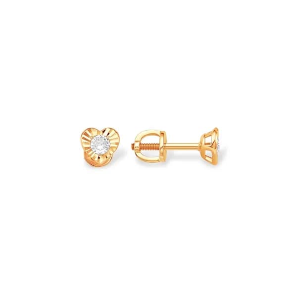 Серьги женские с фианитами из красного золота 375 пробы 585GOLD