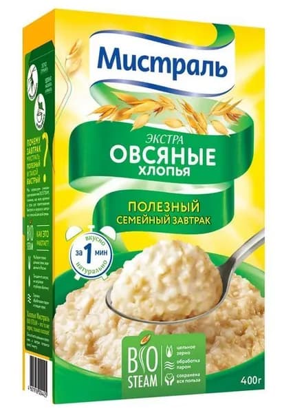 Мистраль Хлопья Овсяные Нежные, 400 г /