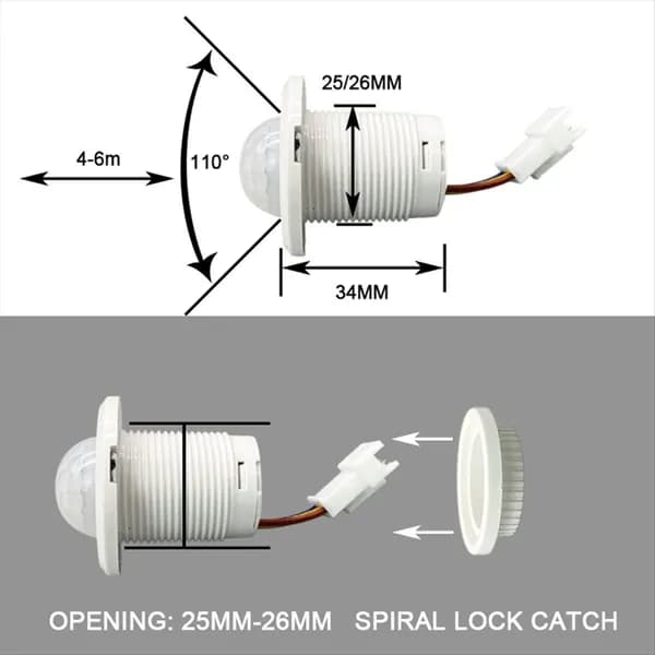 Выключатель света с датчиком движения AC85-265V PIR-датчик, автоматический выключатель света с датчиком движения (белый)