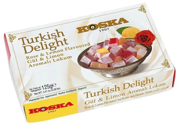 Рахат-лукум со вкусом розы и лимона (турецкая сладость) без ГМО (Turkish Delight), Коска, 125 г