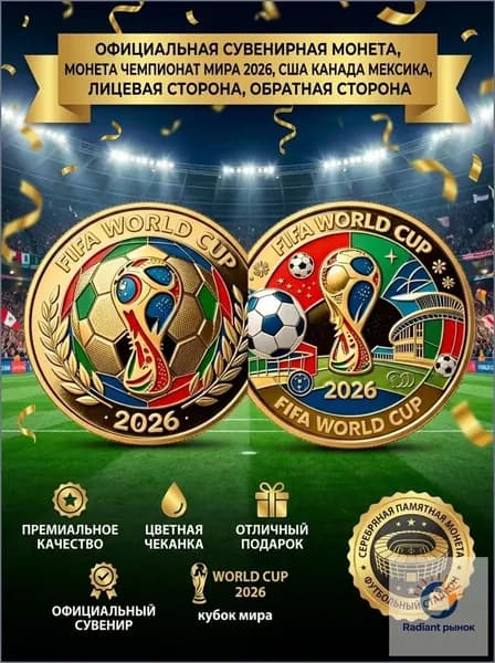 Монета в честь Чемпионата мира по футболу 2026 года