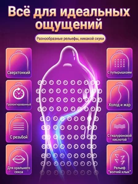 Презервативы с крупными точками (G-точка), 3 вида в комплекте, 30 штук