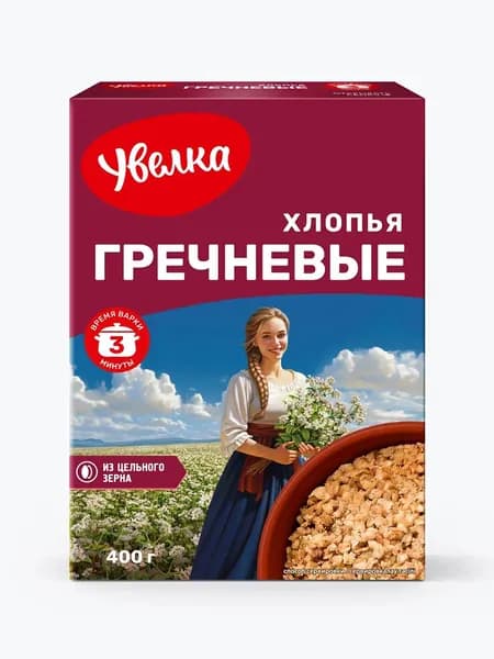 Хлопья Увелка гречневые, 400 г