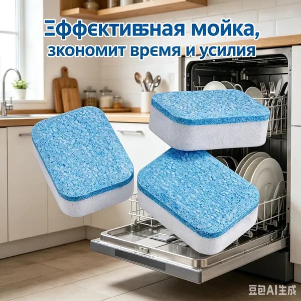Таблетки для посудомоечных машин 20 шт, моющее средство 3 в 1, от накипи и жира