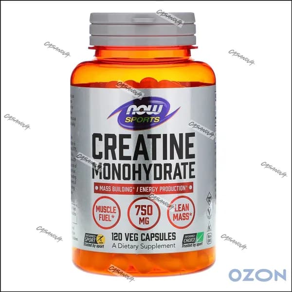 Креатин моногидрат NOW Creatine Monohydrate 750 мг 120 растительных капсул-