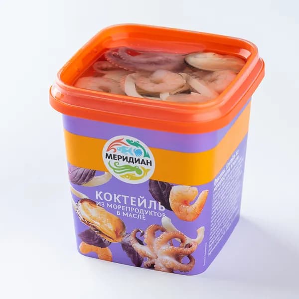 Коктейль из морепродуктов в масле 270 г, Меридиан