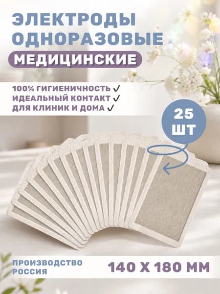 Электроды для низкочастотных электротерапевтических процедур, одноразовые, поверхностные - "ИНИСС-мед", 140х180 мм - 25 шт