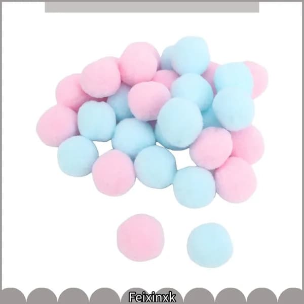 Гирлянда из фетровых шариков 2.5см30 шариков для волос розового + синего цвета (пришлите веревочную иглу