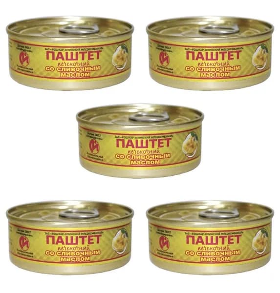 Паштет со сливочным маслом Йола (набор 5 шт по 100 гр) Йошкар-ола, ГОСТ