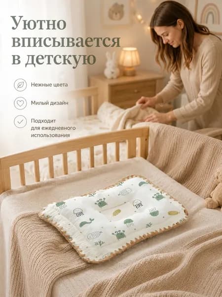 Подушка для детей  24x34 см, Ультрамягкая жесткость, Хлопок